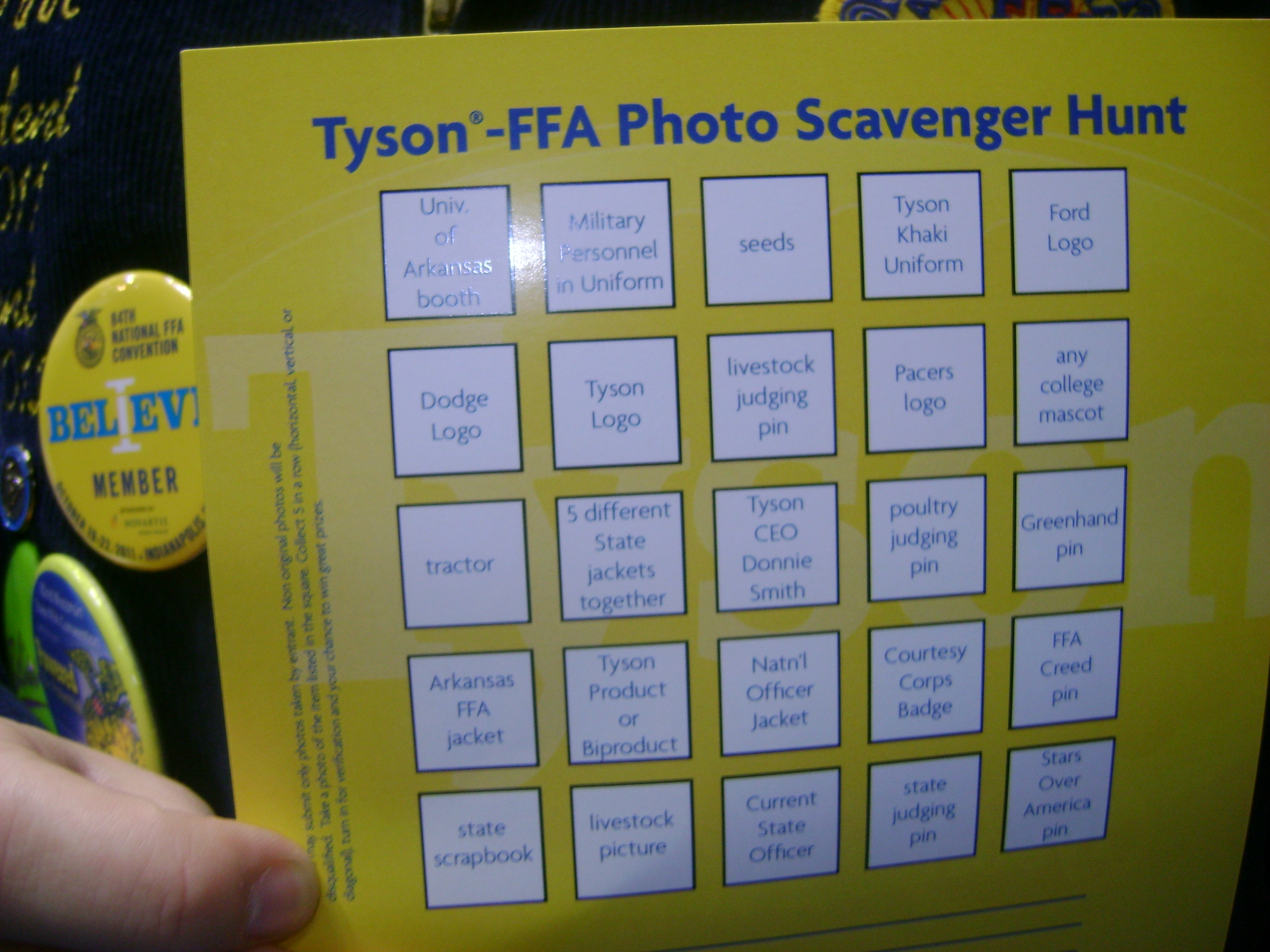 Tyson Scavenger Hunt Card